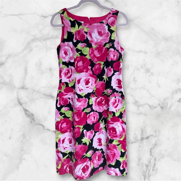 Talbots Floral Sleeveless Dress - Pink and Green Sz 6, 011 - Picture 1 of 2